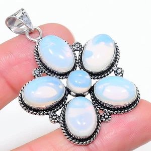 Milky Opalite Gemstone Handmade 925 Sterling Silver Jewelry Pendant Size 2.5" - Picture 1 of 1