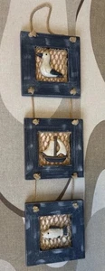 Wall Hanging Wooden Coastal Nautical Frames Seagull Sailboat Fish Beach Decor - Picture 1 of 14