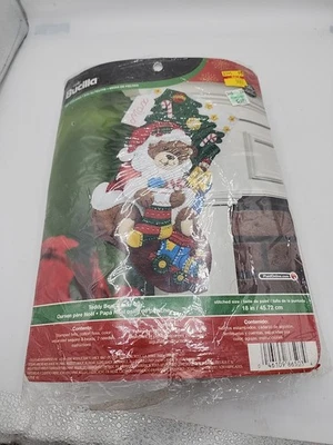 NUEVO 2014 Bucilla Fieltro Medias Kit Oso de Peluche Santa 18 en Completo Foto 1 de 4