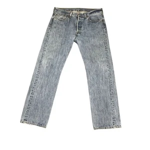 Uomo Levi 501 bottone-fly vita 33 lunghezza 30 blu ottime condizioni  - Foto 1 di 10