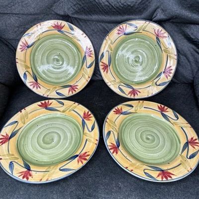 Juego de 4 platos de ensalada florales Pier 1 Elizabeth de gres pintado a mano de 8" Foto 1 de 4