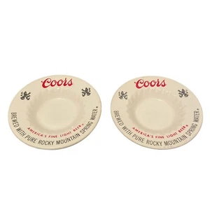 Paar Vintage Coors Light Bier Keramik Aschenbecher 6" Durchmesser Menge 2 Zigaretten - Bild 1 von 7