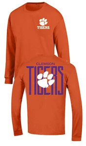 Camiseta Clemson Tigers Hombre Mascota Alta 2 Caras Naranja Manga Larga - Imagen 1 de 7
