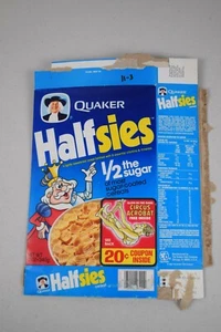 Caja de cereales Halfsies Quaker 1982. Publicidad vintage. Raro - utilería de película - Imagen 1 de 3