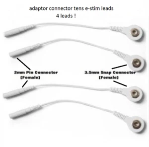electrosex e-stim tens massager 4 x Adapter Lead Wires/Cables Snaps,uk seller! - Bild 1 von 3