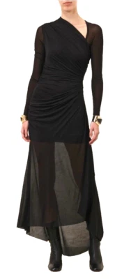 Vestido Midi Zimmermann Illustration Preto Tamanho Pequeno Manga Longa Ruched Novo com etiquetas* - Imagem 1 de 4