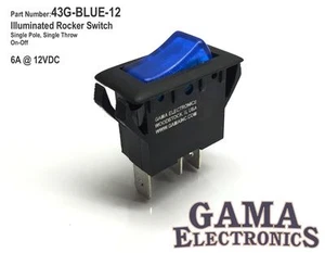 Interruptor balancín apagado de un solo polo azul iluminado 12 VDC - 43G-AZUL-12 - Imagen 1 de 3