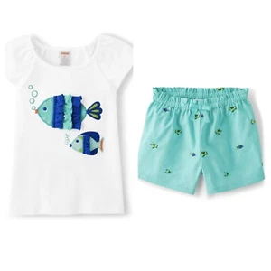 Gymboree Girls Sz 8 Save The Seas Fish Tee Shirt Aqua Turtle Fish Shorts Set NWT - Picture 1 of 5