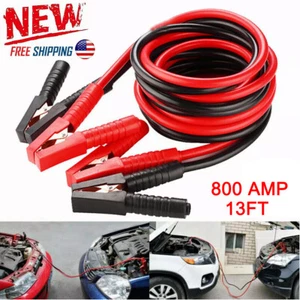 13FT Heavy Duty 2 Gauge Battery Booster Cable Emergency Power Jumper 800 Amp USA - Picture 1 of 15