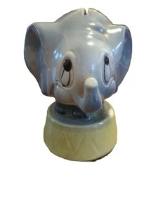 Vintage American Bisque Ceramic Circus Figural Elephant Coin Change Bank - Picture 1 of 6