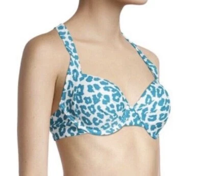 Calvin Klein Blue Printed Underwire Convertible Bikini Bra Swim Top Size XL - Image 1 of 3