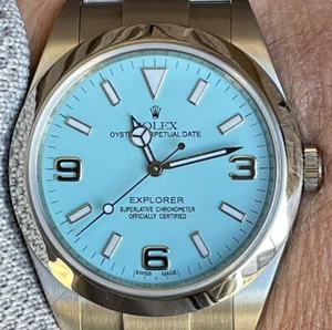 Rolex Explorer 39mm 214270 Refinished Turquoise Blue For 41mm 124300 36mm 126000 - Picture 1 of 8
