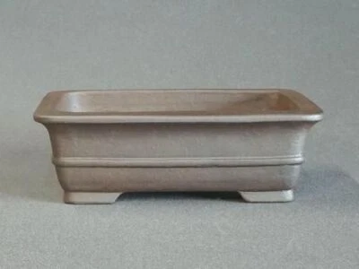 Japanese Bonsai Pot Tokoname REIHO 6.2"(15.8cm) Brown Unglazed Rectangle G660 - Image 1 of 4