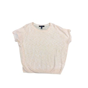 ELLEN TRACY Knit Blouse Top Shirt Women's MEDIUM Beige Short Sleeve Viscose - Picture 1 of 4