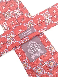 🇮🇹 Daniel Lazaro Figueredo Silk Tie Handmade In Italy 62x3.5 Red Geometric - Picture 1 of 4