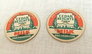 2 Cedar Heights Farm Milk Bottle Caps Cedar Rapids IA Dial 2-7365 Vintage 1940s - Picture 1 of 2