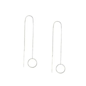 Open Disc Threader Earring Real 14K White Gold 1.20gr - Picture 1 of 2