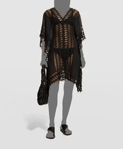 Miguelina Women's Black Gauze Lace Tyra Sundress Cover-Up Swimwear Size XS - Picture 1 of 4
