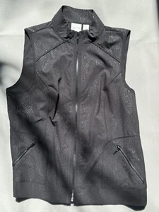 Women Chico's Zenergy Black Zip Up Texture Reflective Dots Travelers Vest 1 Med - Picture 1 of 7