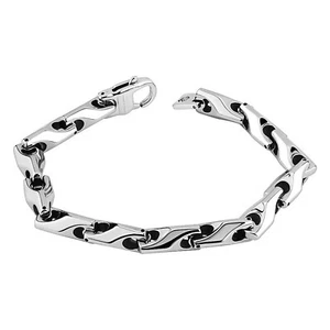 Mens Tungsten Carbide Chain Link Rocker Bracelet Cybergoth Biker Cuff - Picture 1 of 2