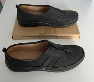 Cushion-Walk flexible bequeme leichte schwarze Turnschuhe mit Reißverschluss UK Größe 8 - Bild 1 von 9