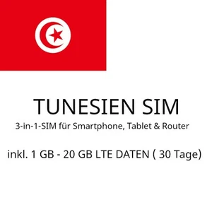 Karta turystyczna SIM do Tunezji i 1 GB - 20 GB LTE do wyboru - Zdjęcie 1 z 1