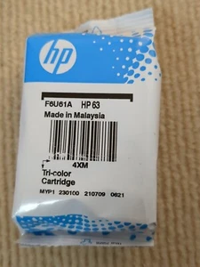 HP 63 Trójkolorowy wkład atramentowy Oryginalny OEM F6U61A OfficeJet InkJet Nowy Open Box - Zdjęcie 1 z 3
