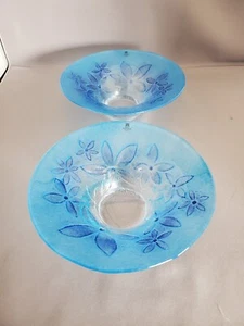 2 MATS JONASSON MALERAS SWEDEN FLORAL BLUE DESIGN VOTIVES NEW WITH LABELS - Picture 1 of 6