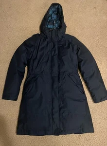 The North Face Women Medium Blue Goose Down Parka Coat Hyvent Removable Hood - Picture 1 of 24