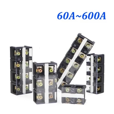 TC Series Terminal Block 2/3/4/5 Way Wire Connector Screw-On Dual Row 600V100A - Image 1 of 4