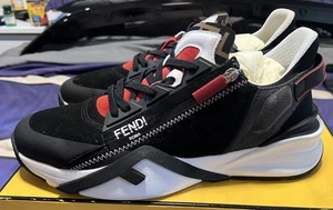 Fendi Flow Herren Sneaker Größe 11 US, schwarz/rot/grau/weiß neuwertig - Bild 1 von 10
