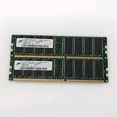 Micron RAM 256MB x 2 (Total 512 MB) DDR PC3200 Desktop RAM 400MHz Memory - Image 1 of 4