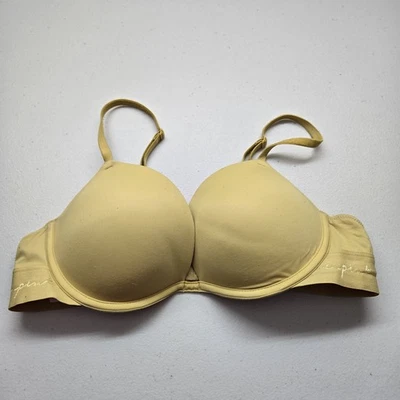 PINK Women Bra 36B Yellow Wear Everywhere Super Push Up Underwire - Image 1 of 4