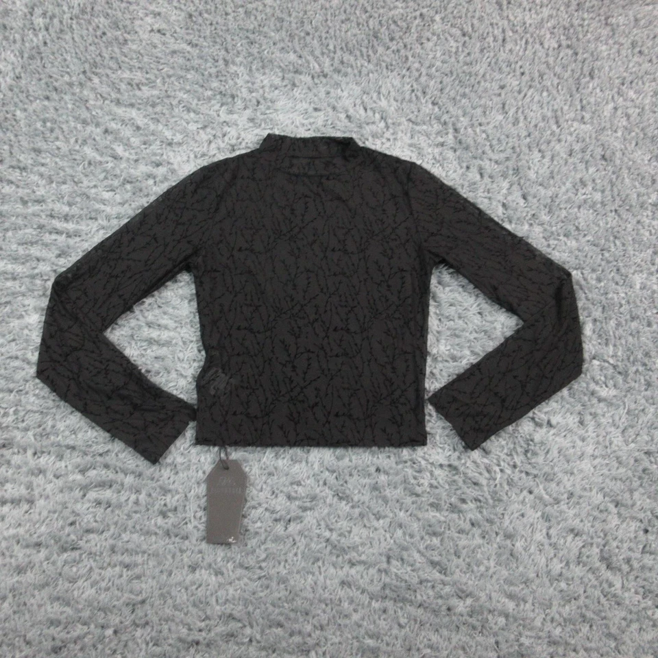 Disturbia 衬衫女式 US 6 黑色花束花卉绒网眼上衣哥特式全新带标签 — 第 1/4 张图片