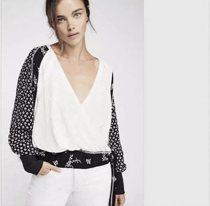 Free People Auxton Thermal Tie Waist Top Black XS - Picture 1 of 11