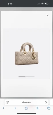 Cartera de cuero auténtica Dior pequeña charol Cannage dama D-Joy marrón beige Foto 1 de 3