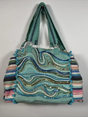 Bolso de Lona Boho America And Beyond Daphne Embellecido Multicolor Cuentas a Mano Foto 1 de 4
