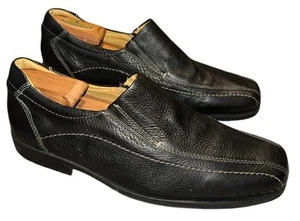 Sandro Moscoloni Mens 10.5 D Black Pebbled Leather Loafers Slip On Shoes 62046 - Picture 1 of 9