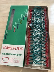 Holly- Lites Vtg Glass Pedal Red Lights Christmas 40 Miniature Original Box - Picture 1 of 4