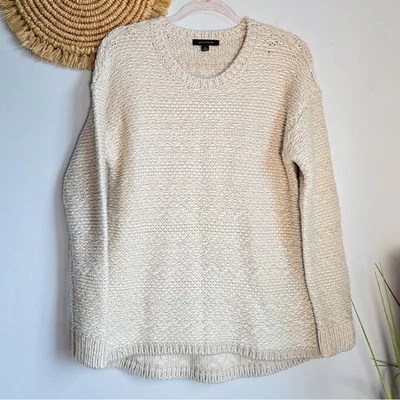 Ann Taylor, New, Cream Wool Blend Textured Knit Pullover Sweater, Size Large - Image 1 of 4