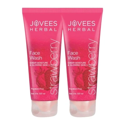 Jovees Herbal Strawberry Face Wash 120ml Pack Of 2 Removes Pigmentation - Image 1 of 4