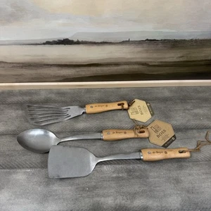Williams Sonoma de Buyer Utensils Set/3 Silver Tan Bent Flexible Turner Read - Picture 1 of 7
