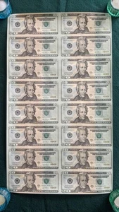 $20.00 STAR (16) Note Uncut Sheet 2004A FRB "A" LOW S/N - Picture 1 of 4