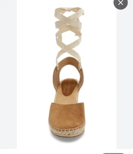 COCONUTS By Matisse  SUEDE Platform Wedge ESPADRILLE SANDALS 8M Ribbon ankle tie - Picture 1 of 9
