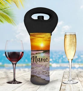 Beach Wine Bottle Cooler Carry Bag Personalised - Picture 1 of 8