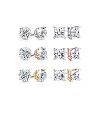 Elegant Crystal Cubic Zirconia Stud  Earrings White Sapphire Jewelry For Women - Image 1 of 3
