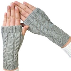 Likado Women's Grey Fingerless Gloves Warm Knit - Universal size