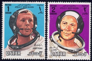 1969 Qatar SC# 190-191 - Neil A. Armstrong - Aldrin - 2 Different Stamps - M-HR - Picture 1 of 2