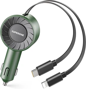 3-in-1 Retractable Car Charger with USB-C Cables for iPhone/Samsung/Google - Picture 1 of 18