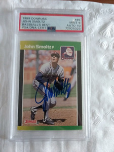 John Smoltz 1989 Rookie Donruss PSA/DNA Mt 9 Auto 10